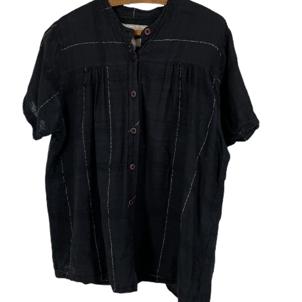 Ace & Jig black cotton plaid button up Large